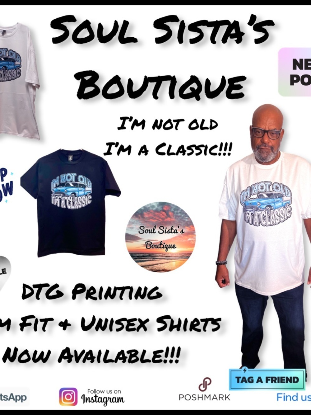 Gildan Gray Tee with Blue Classic Car Graphic - Picture 4 of 6